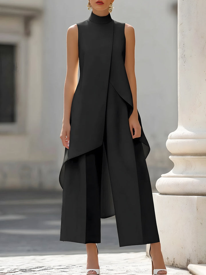 Iverra – Asymmetrischer gewebter Jumpsuit mit Front-Einsatz