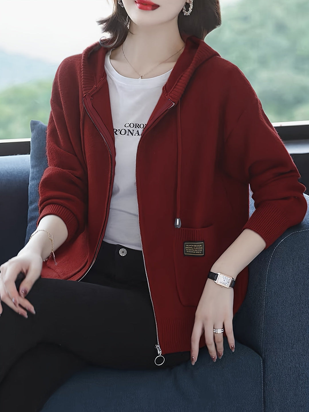 Rilena – Kapuzen-Strickjacke mit Kordelzug