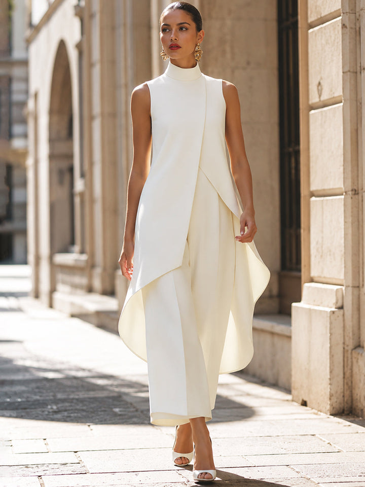 Iverra – Asymmetrischer gewebter Jumpsuit mit Front-Einsatz