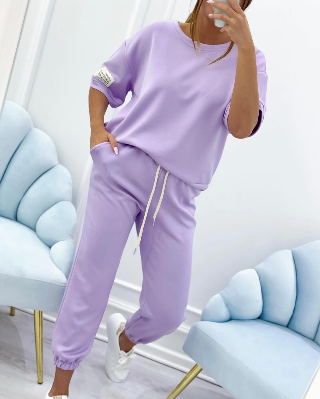 Nevira – Rundhals-Jersey-Set aus Top und Hose