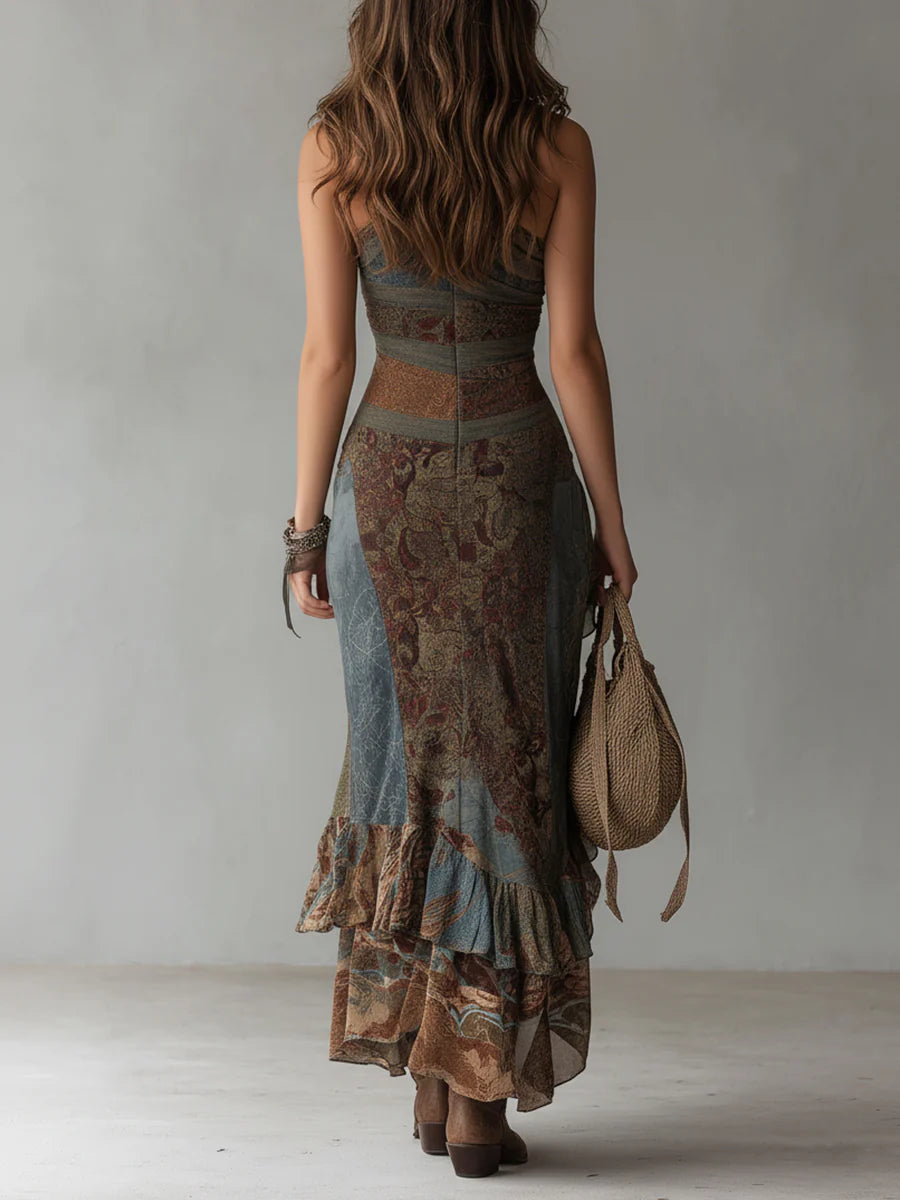 Nevara – Ein-Schulter Viskose-Maxikleid