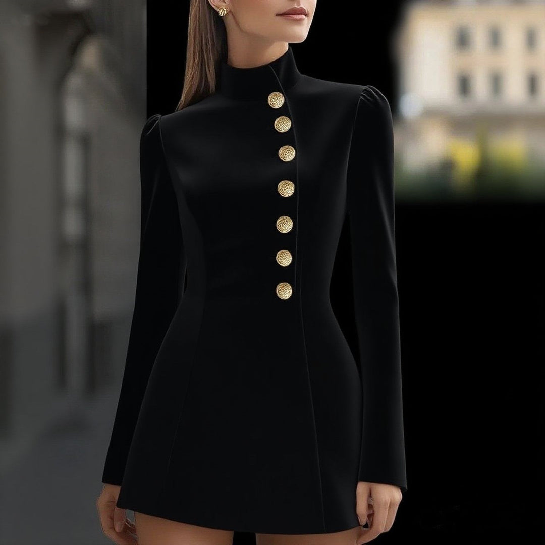 Velira – Kleid aus gewebtem Anzugstoff mit Stehkragen