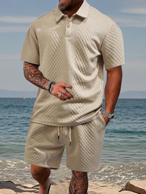Varlo – Polo- und Shorts-Set aus strukturiertem Stoff