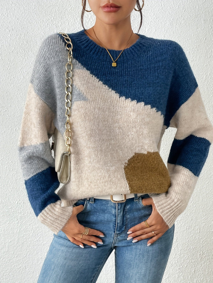 Luniva – zweigeteilter Farbblock-Strickpullover