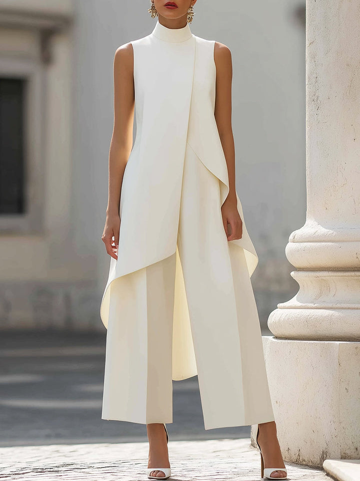 Iverra – Asymmetrischer gewebter Jumpsuit mit Front-Einsatz
