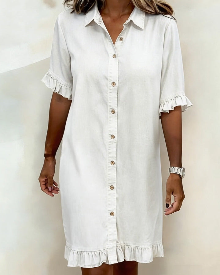 Kiraya – Rüschenärmel-Denimkleid