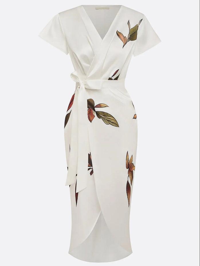 Ilyra – Wickelfront-Kleid mit polierter Oberfläche