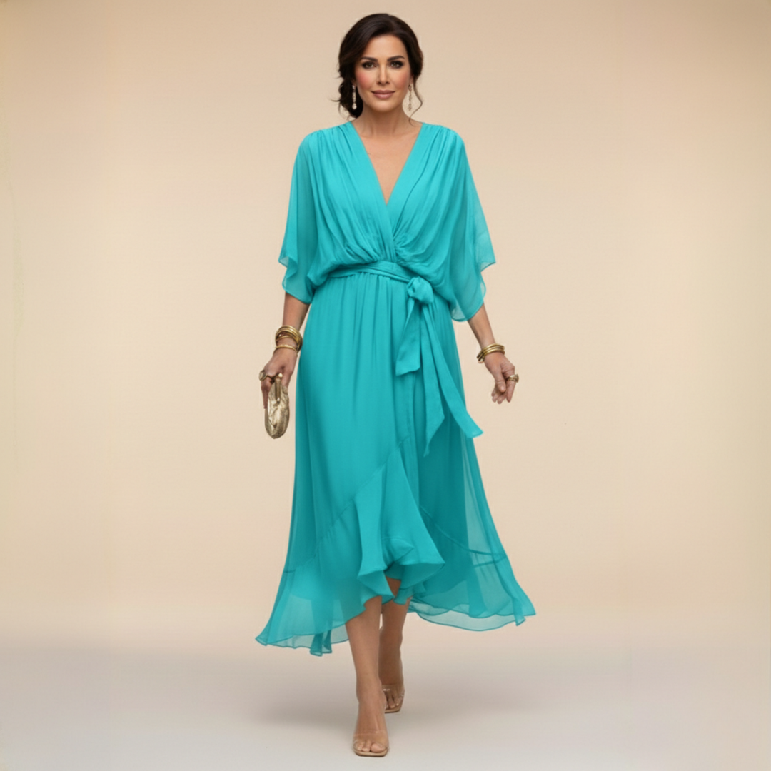 Nevaya – V-Ausschnitt transparentes Kleid