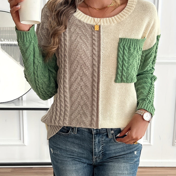 Nireva – Farbblock-Strickpullover