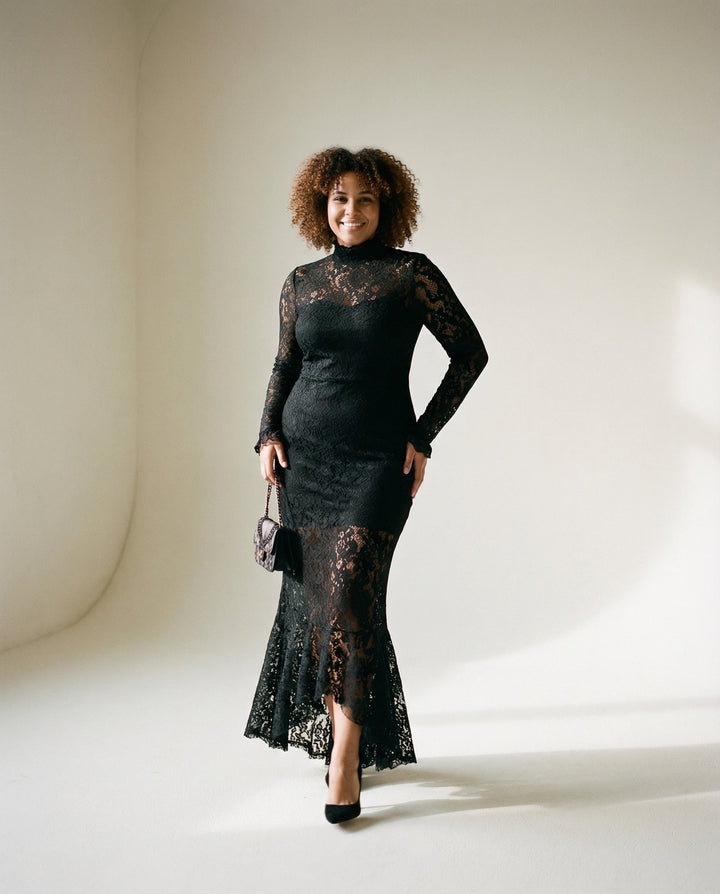 Meerjungfrauenschnitt Spitzen-Maxikleid