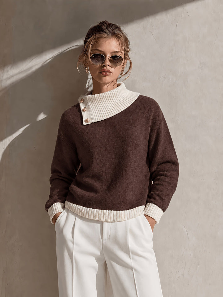 Calira – Asymmetrischer Halsausschnitt Strickpullover