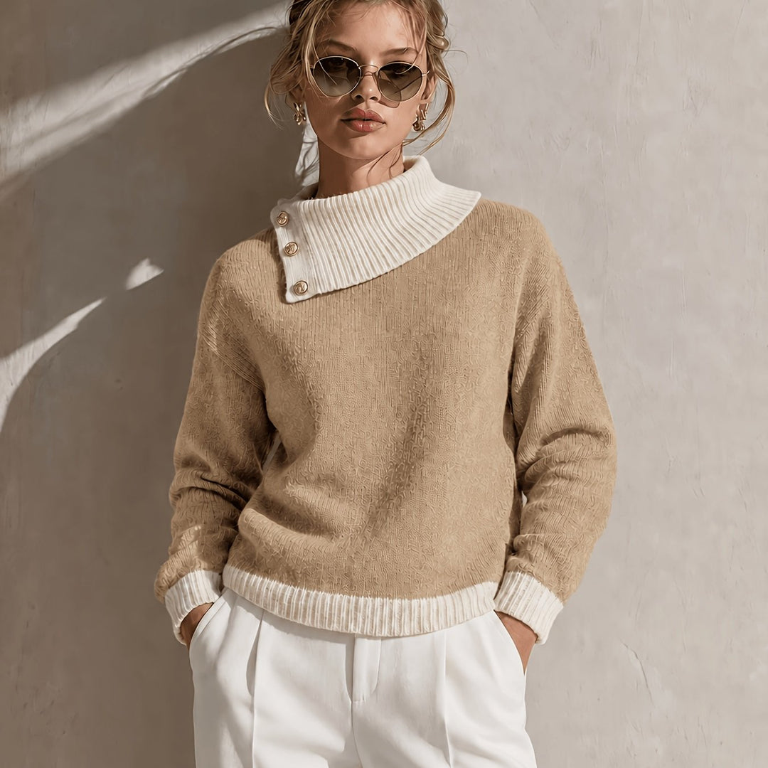 Calira – Asymmetrischer Halsausschnitt Strickpullover