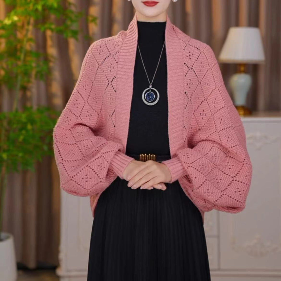 Eryla – Schal-Strickjacke aus Ajourstrick