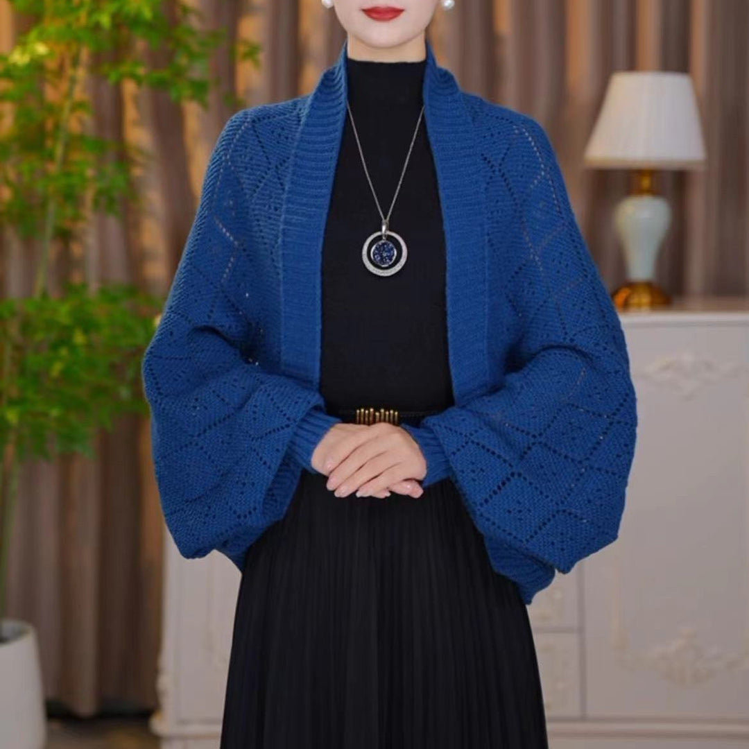 Eryla – Schal-Strickjacke aus Ajourstrick