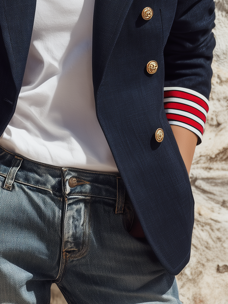 Naleva – Doppelreihiger Blazer aus Baumwollmischung