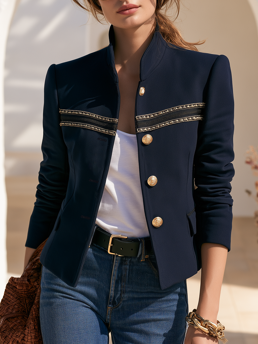 Nivara – Stehkragenjacke aus gewebtem Stoff