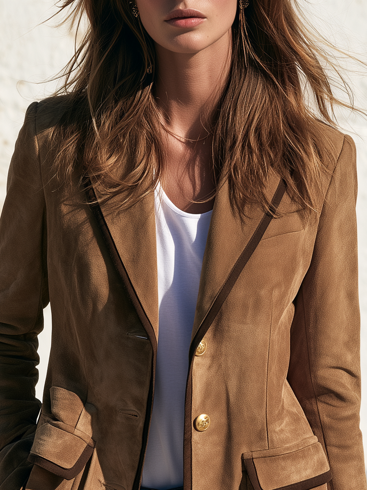 Relani – Mit Kontrastbesatz, Velourslederimitat-Blazer