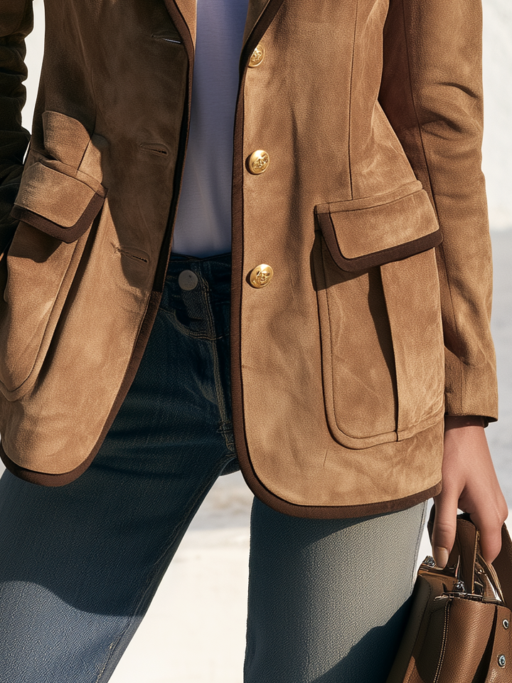 Relani – Mit Kontrastbesatz, Velourslederimitat-Blazer