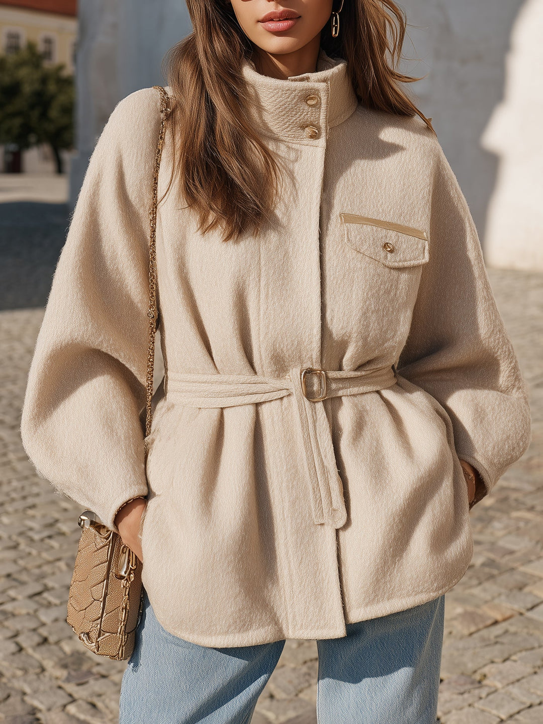 Ivenna – Stehkragenjacke aus Wollmischung