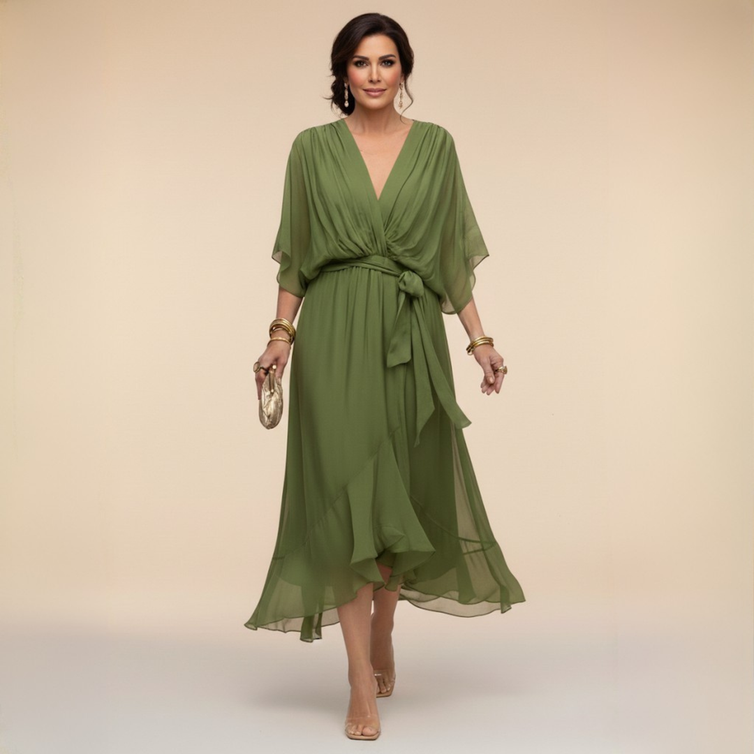 Nevaya – V-Ausschnitt transparentes Kleid