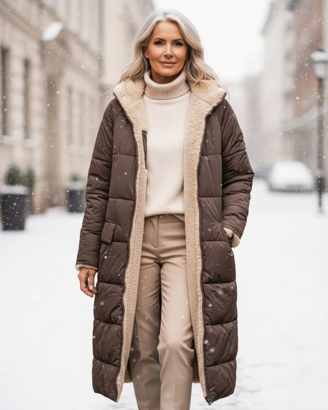 Arlise – Wende-Mantel mit Sherpa-Futter