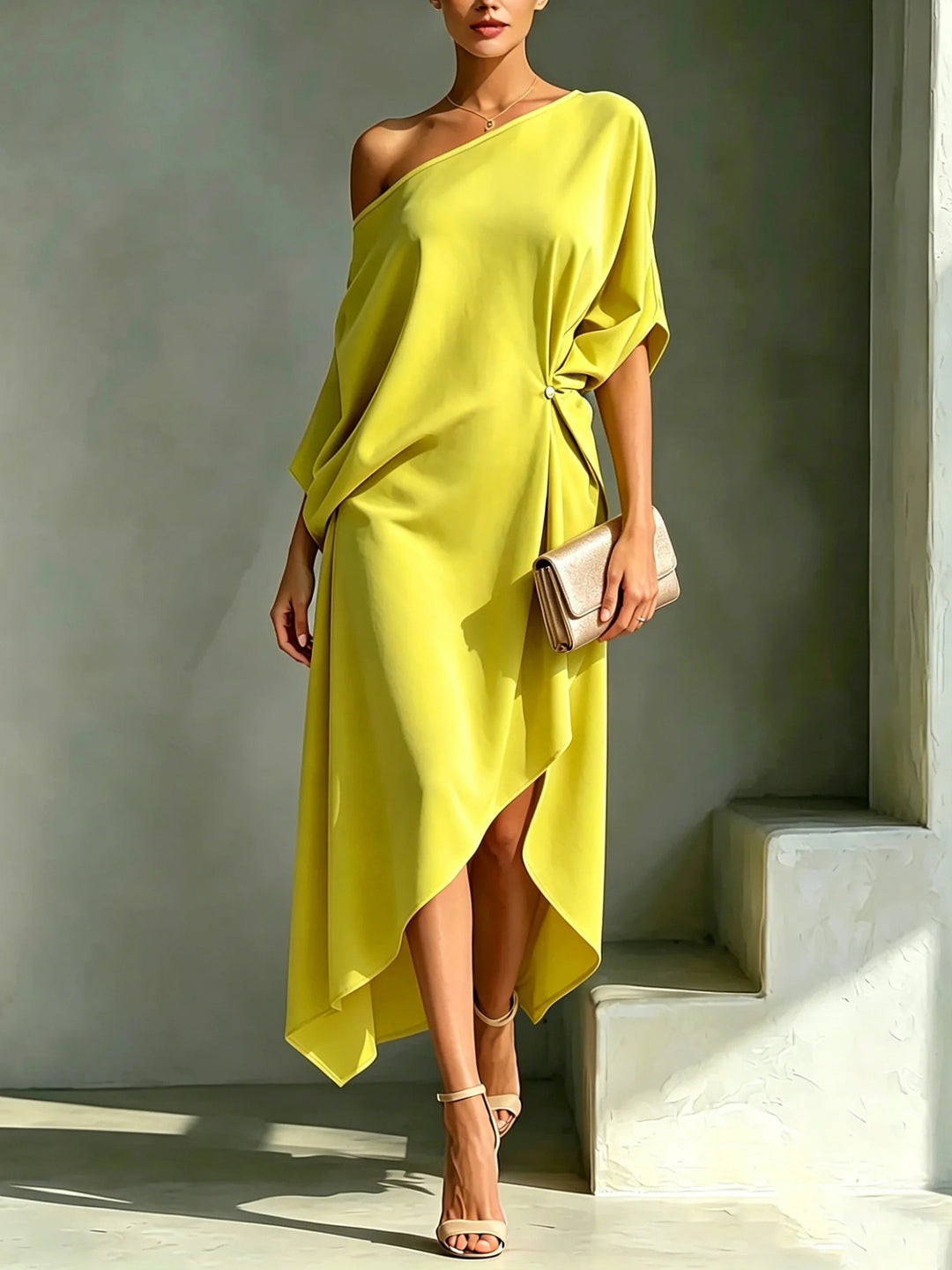 Elyra – Ein-Schulter-Kleid aus Baumwollmischung