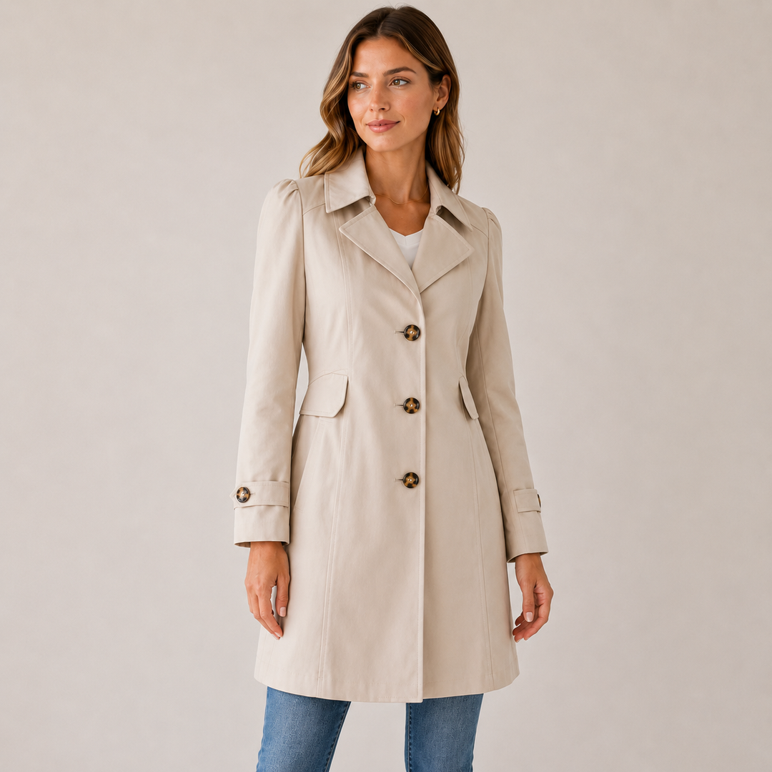 Enyra – Mit Knopfleiste gewebter Trenchcoat