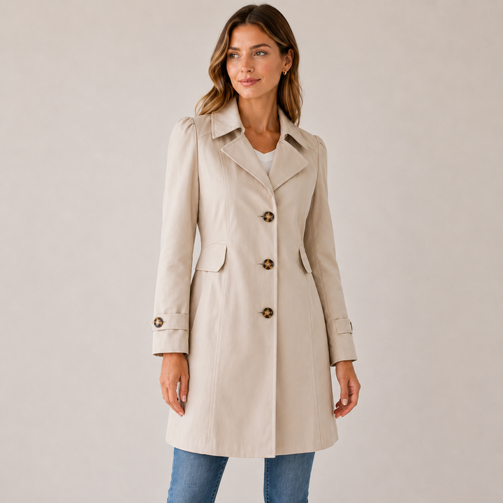 Enyra – Mit Knopfleiste gewebter Trenchcoat