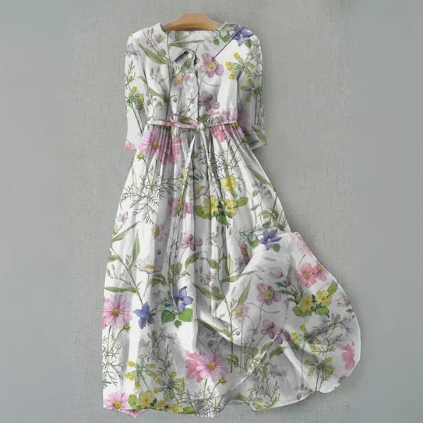 Nyella – vorne geknöpftes Blumenmusterkleid
