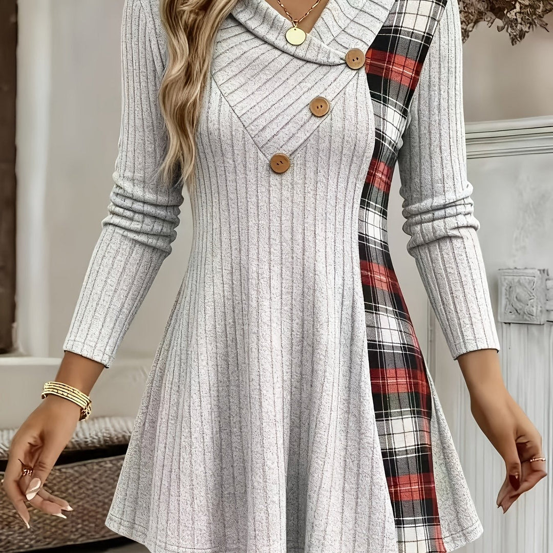 Tavina – Karo-Patchwork-Strick-T-Shirt