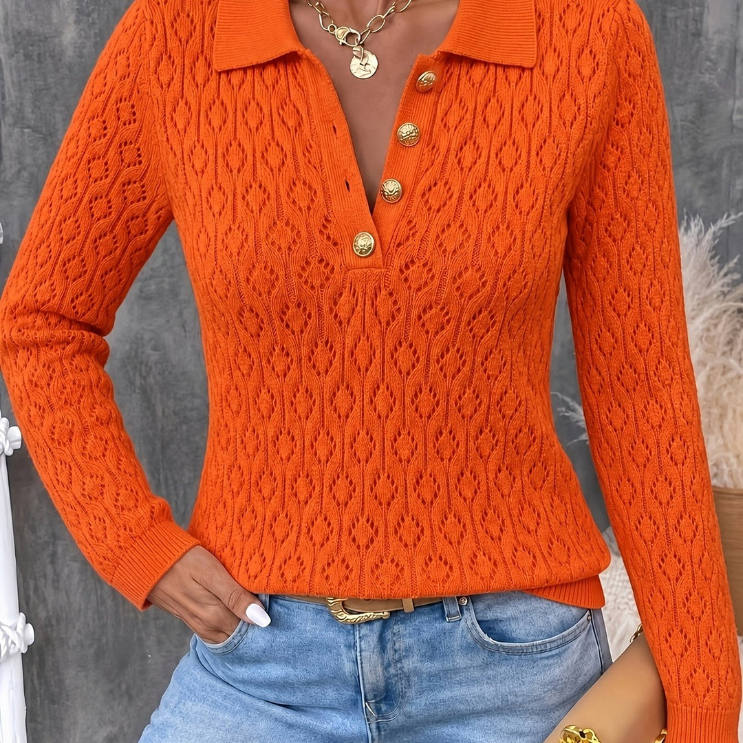 Avenya – offen gestrickter Polo-Pullover