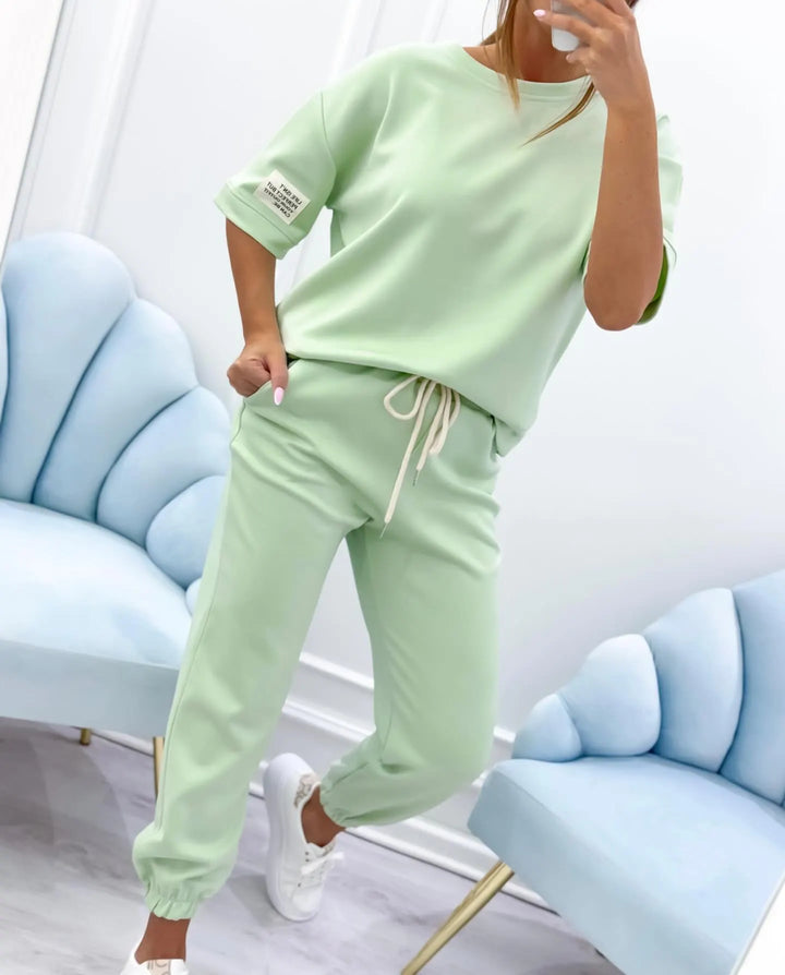 Nevira – Rundhals-Jersey-Set aus Top und Hose