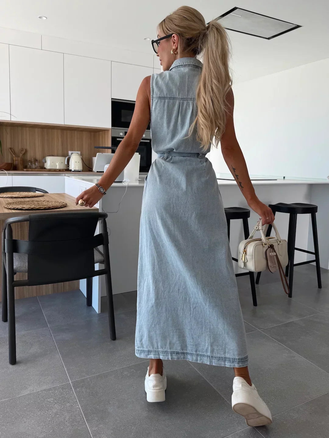 Lysena – Denimkleid mit Knopfleiste