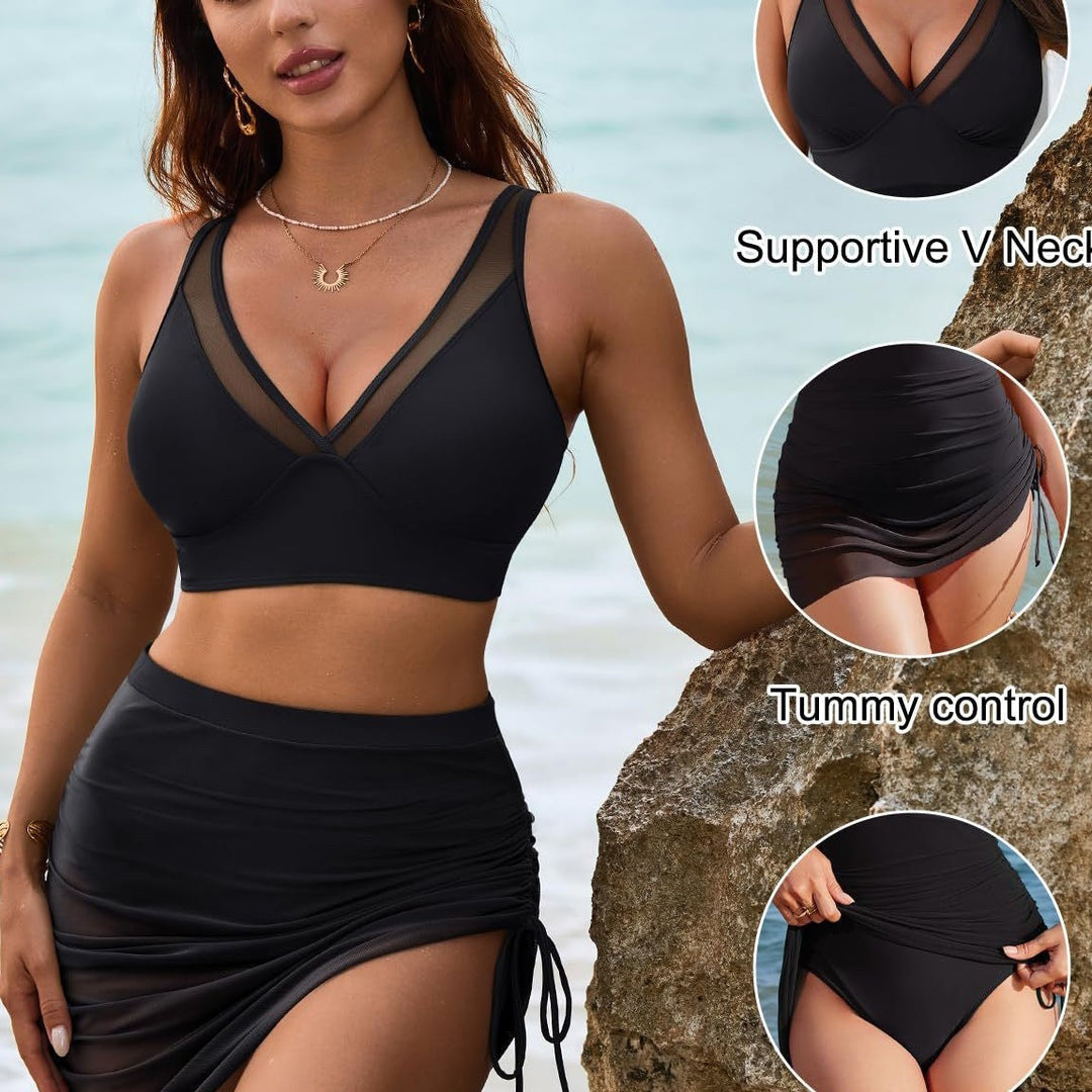 Nalise – hoch tailliertes Netzstoff-Bikini-Set