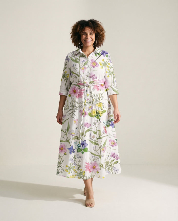 A-Linien-Blumendruckkleid