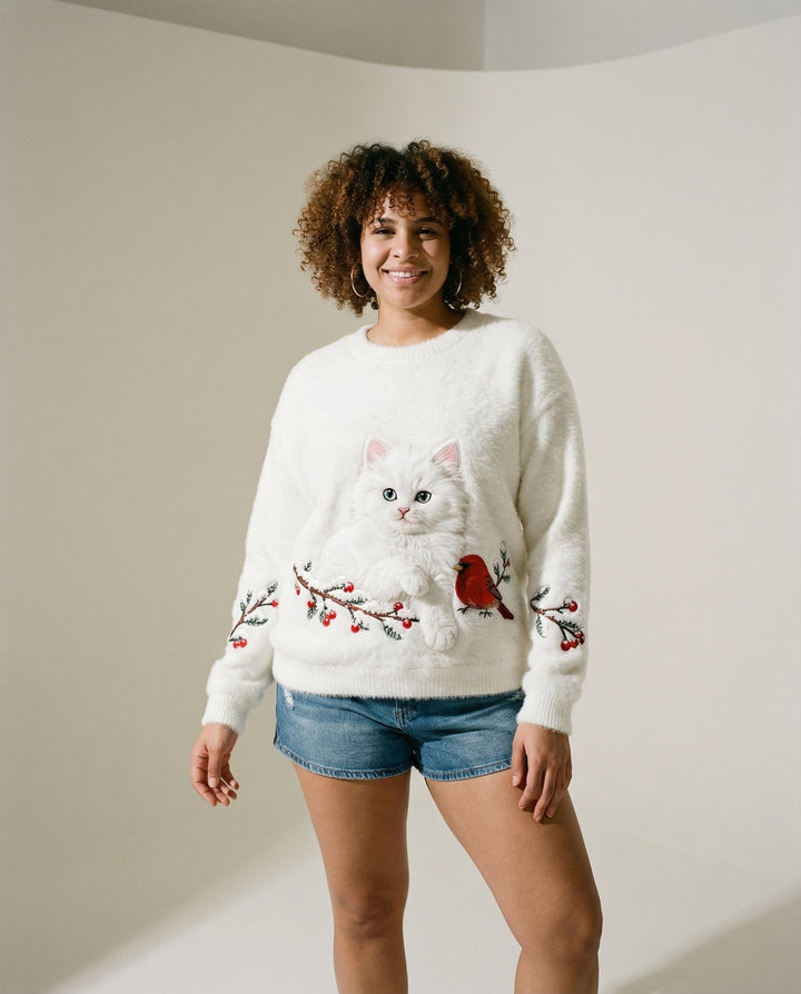 Pullover aus gewebtem Flanell mit halber Knopfleiste