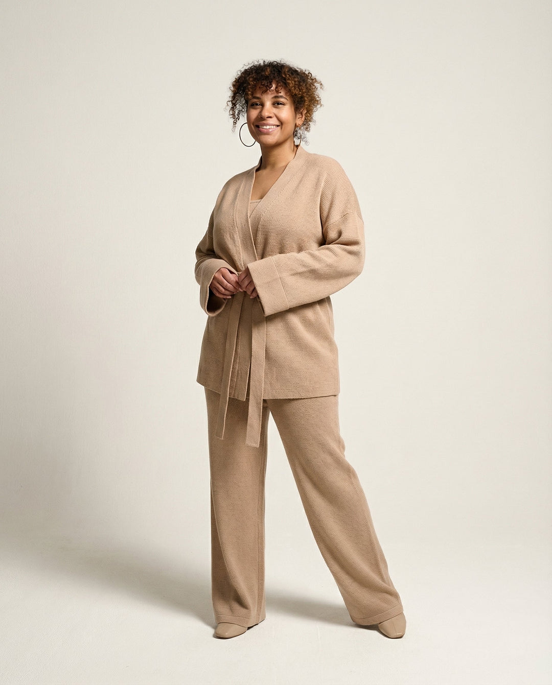 Mit Gürtel gestricktes Homewear-Set