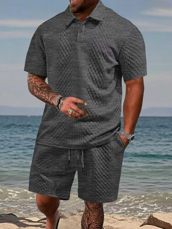 Varlo – Polo- und Shorts-Set aus strukturiertem Stoff