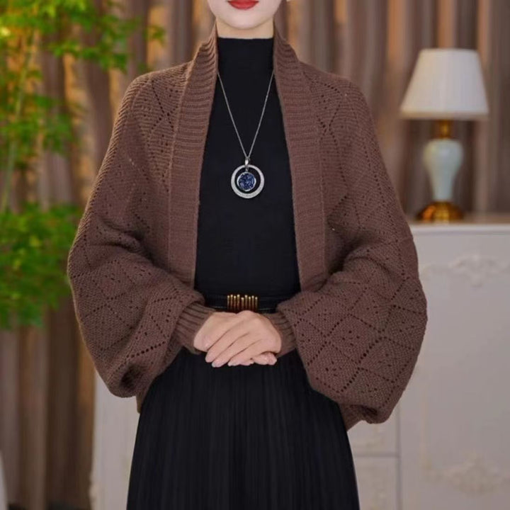 Eryla – Schal-Strickjacke aus Ajourstrick