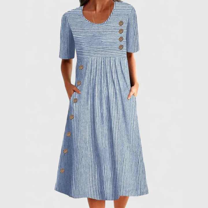 Tivora – gestreiftes Midikleid mit Knopfleiste