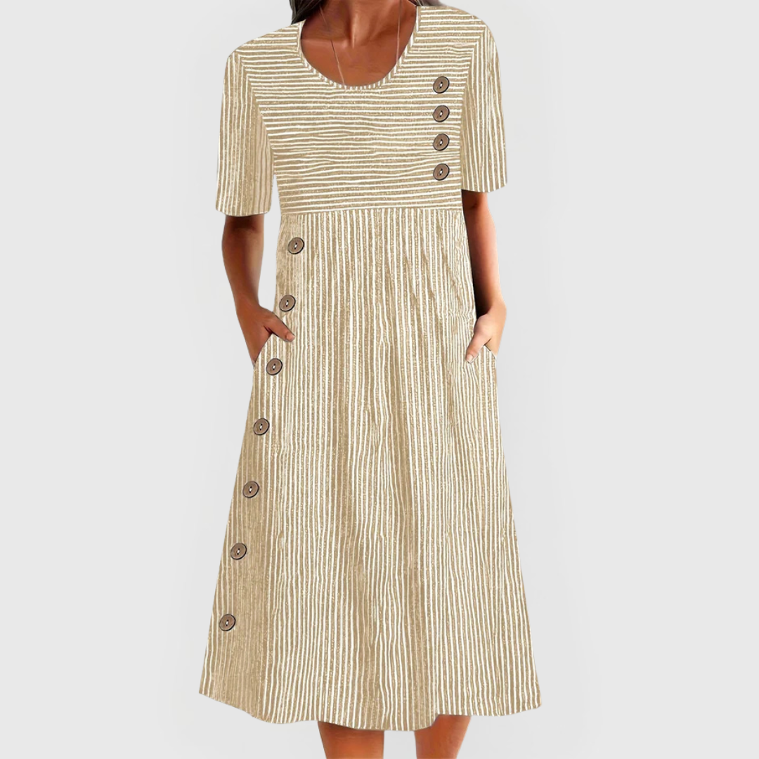 Tivora – gestreiftes Midikleid mit Knopfleiste