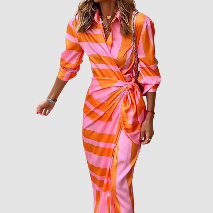 Sevina – Vertikal gestreiftes Midikleid
