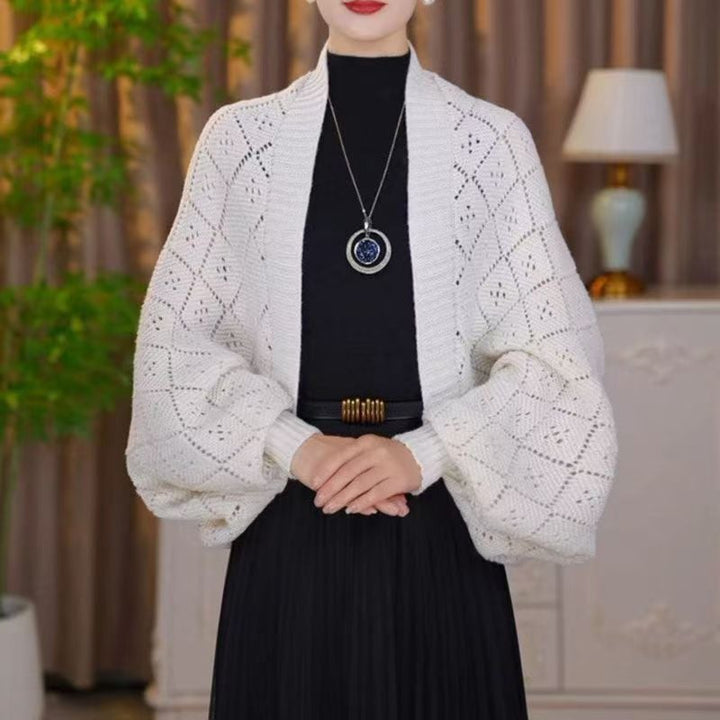 Eryla – Schal-Strickjacke aus Ajourstrick