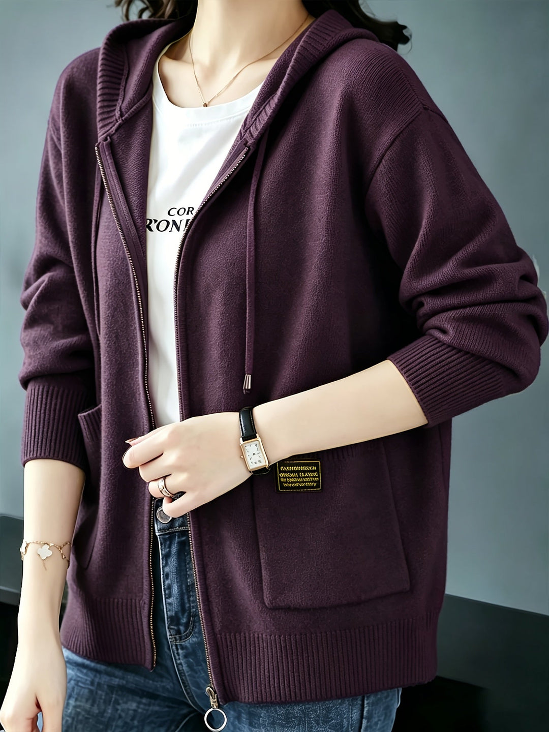 Rilena – Kapuzen-Strickjacke mit Kordelzug