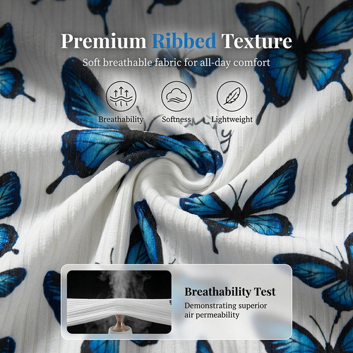 Velira – Schmetterlingsdruck-Pyjama-Set