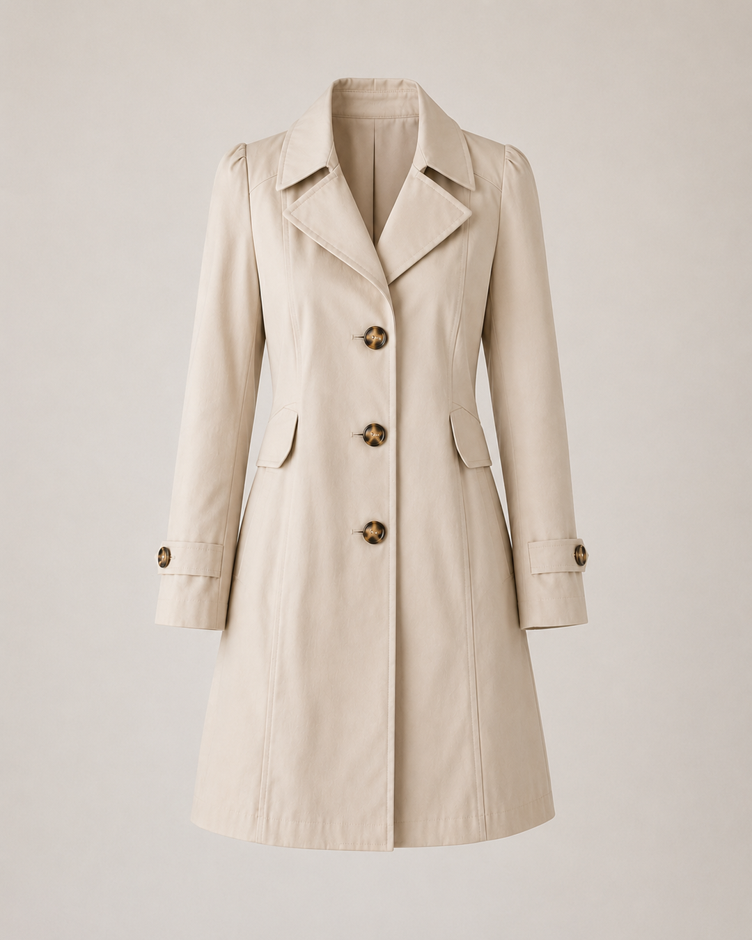 Enyra – Mit Knopfleiste gewebter Trenchcoat