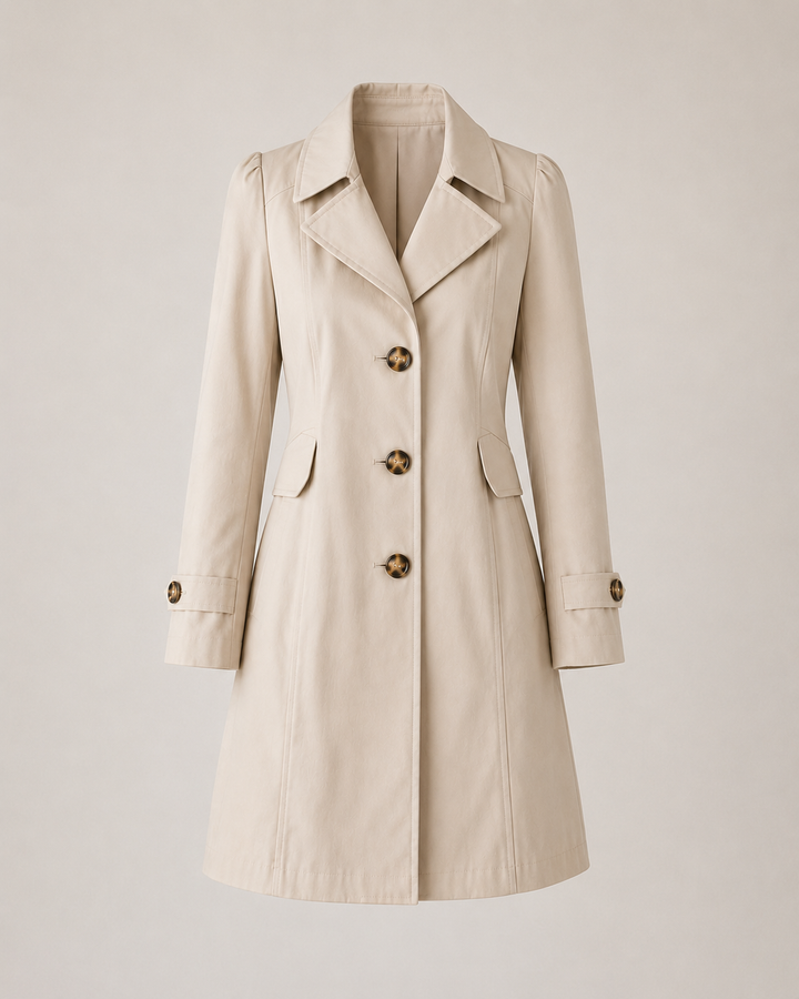 Enyra – Mit Knopfleiste gewebter Trenchcoat