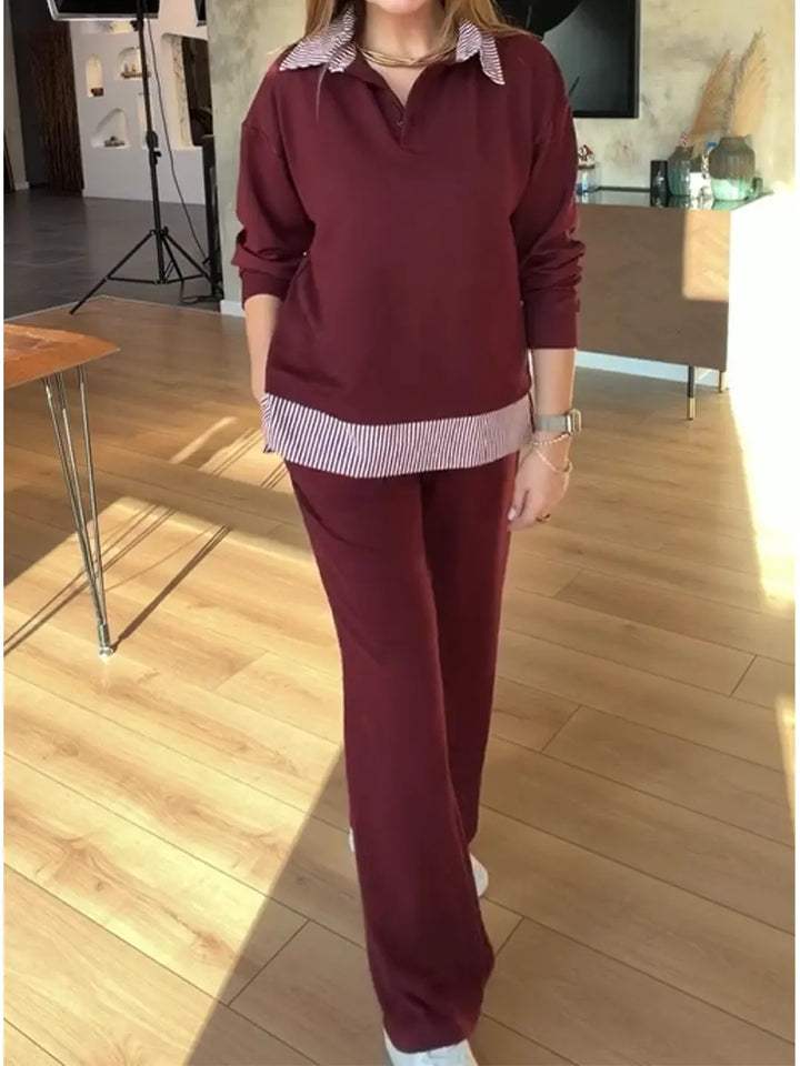 Velani – Patchwork-Baumwoll-Set aus Sweatshirt und Hose