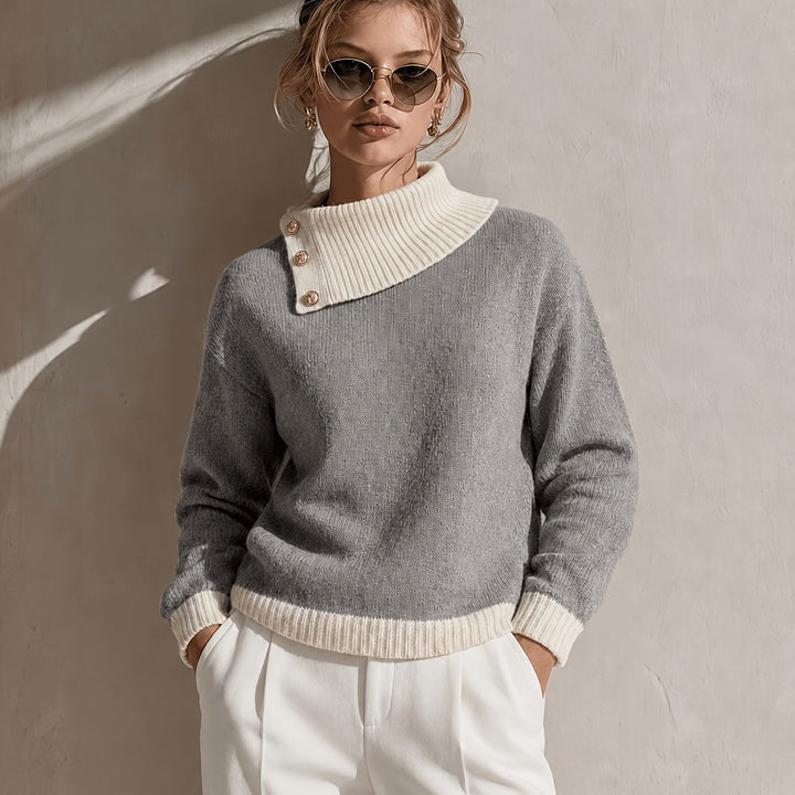 Calira – Asymmetrischer Halsausschnitt Strickpullover