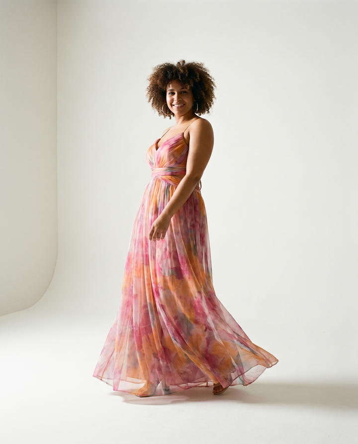 Empire-Taille Chiffon-Maxikleid